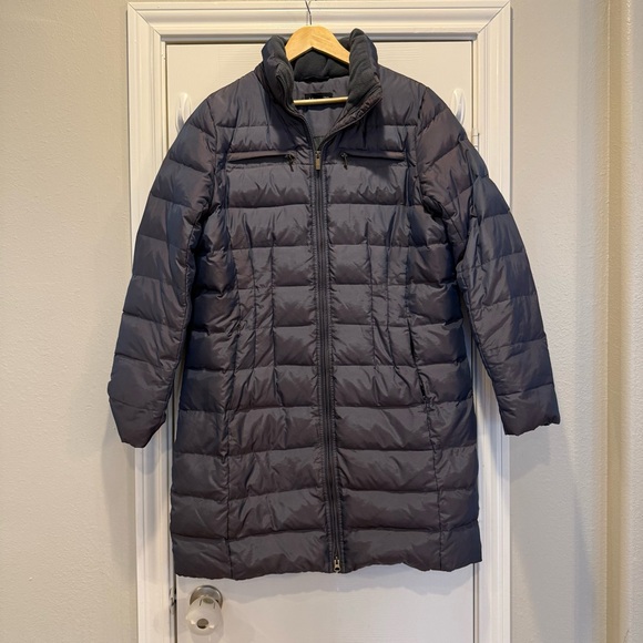 Lands End Puffer Down Jacket Women’s L Purple Iridescent Parka Winter Coat Heavy - Picture 1 of 9